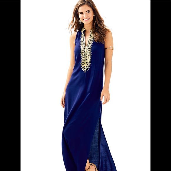NWT Jane Maxi Navy Gold Lilly Pulitzer 8